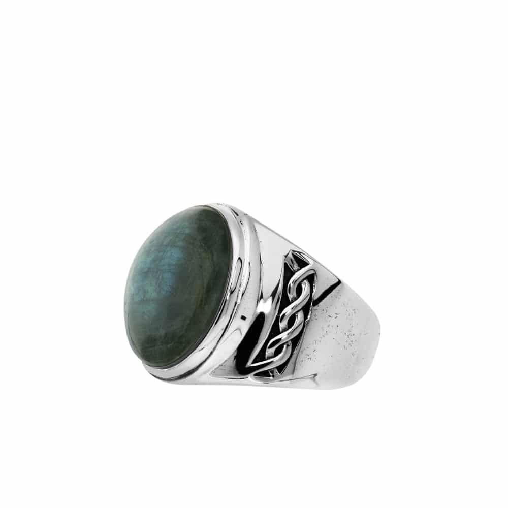 Alternative view of Bague homme labradorite massive argent