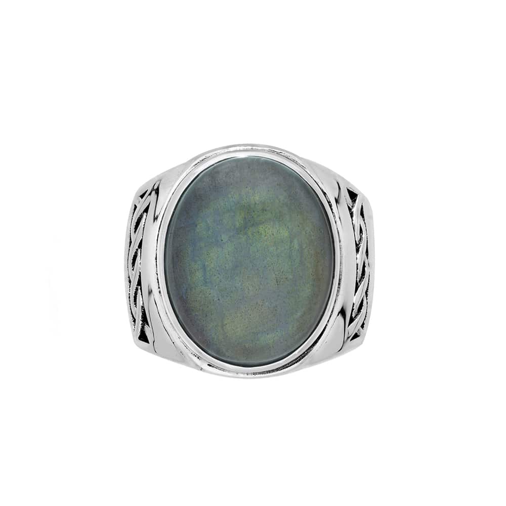 Bague homme labradorite massive argent
