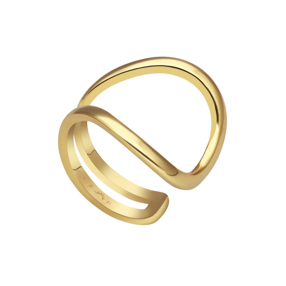 Alternative view of Bague ligne courbée dorée