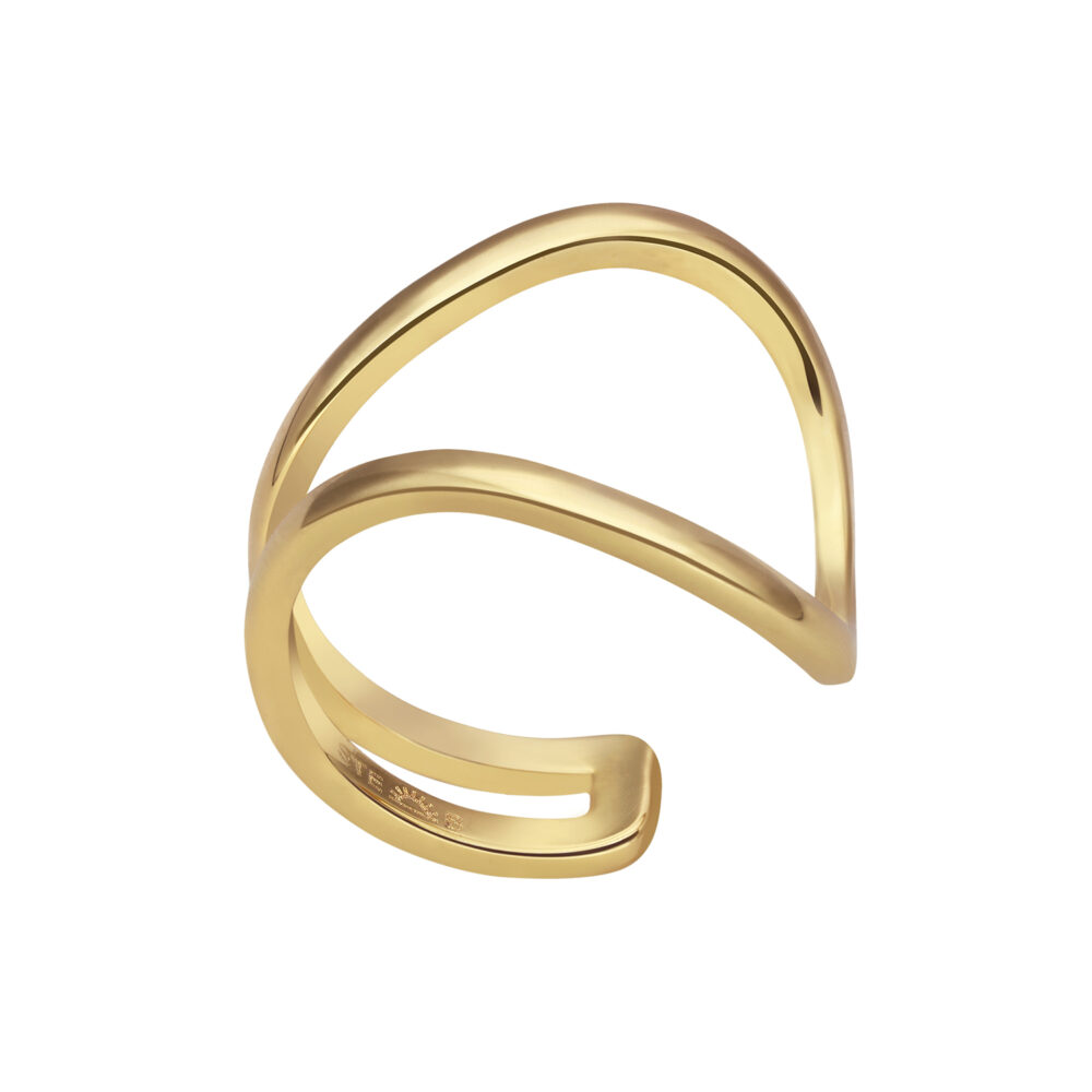 Bague ligne courbée dorée