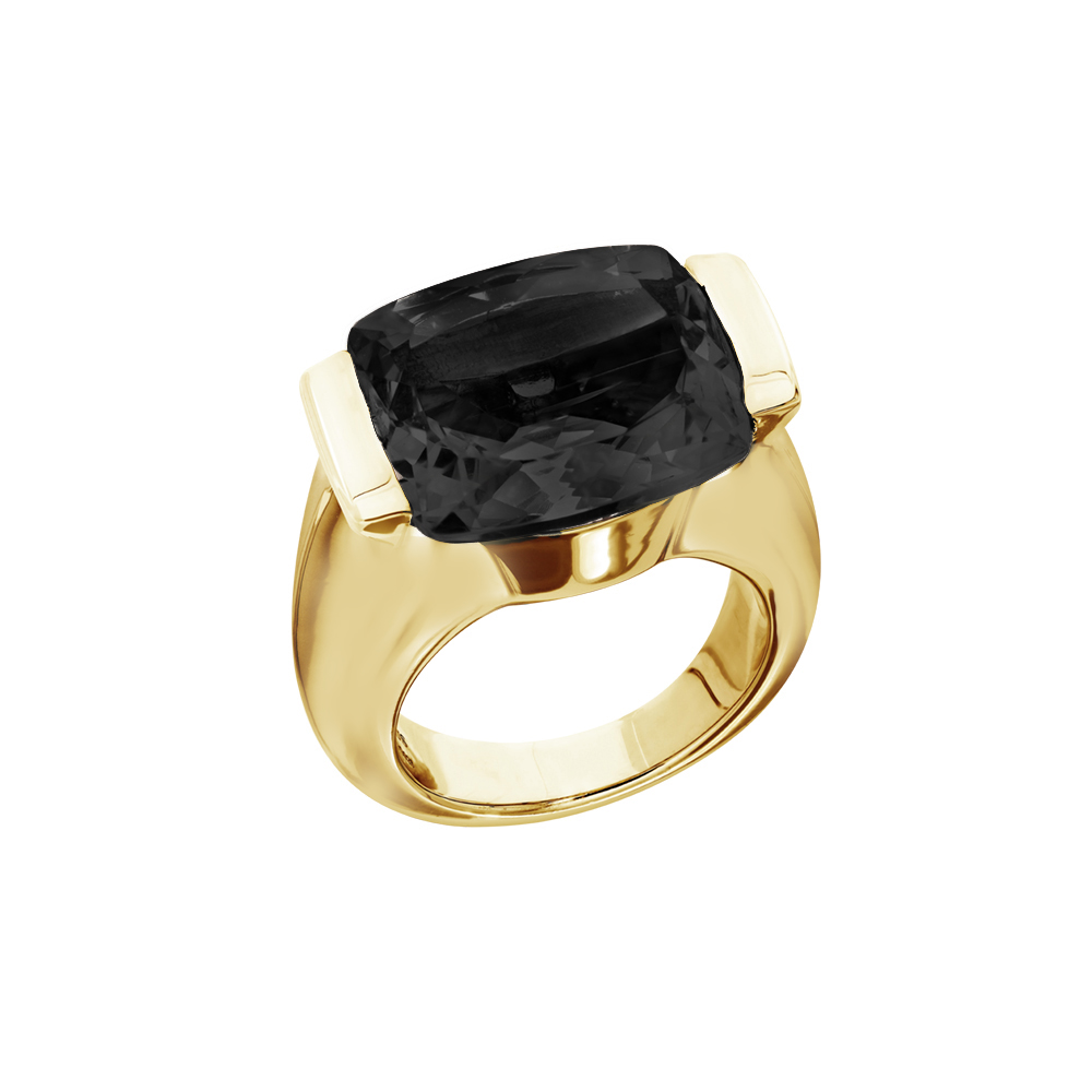 Bague Maia argent doré pierre onyx noir