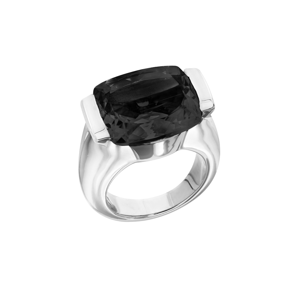 Bague Maia argent rhodié pierre onyx noir