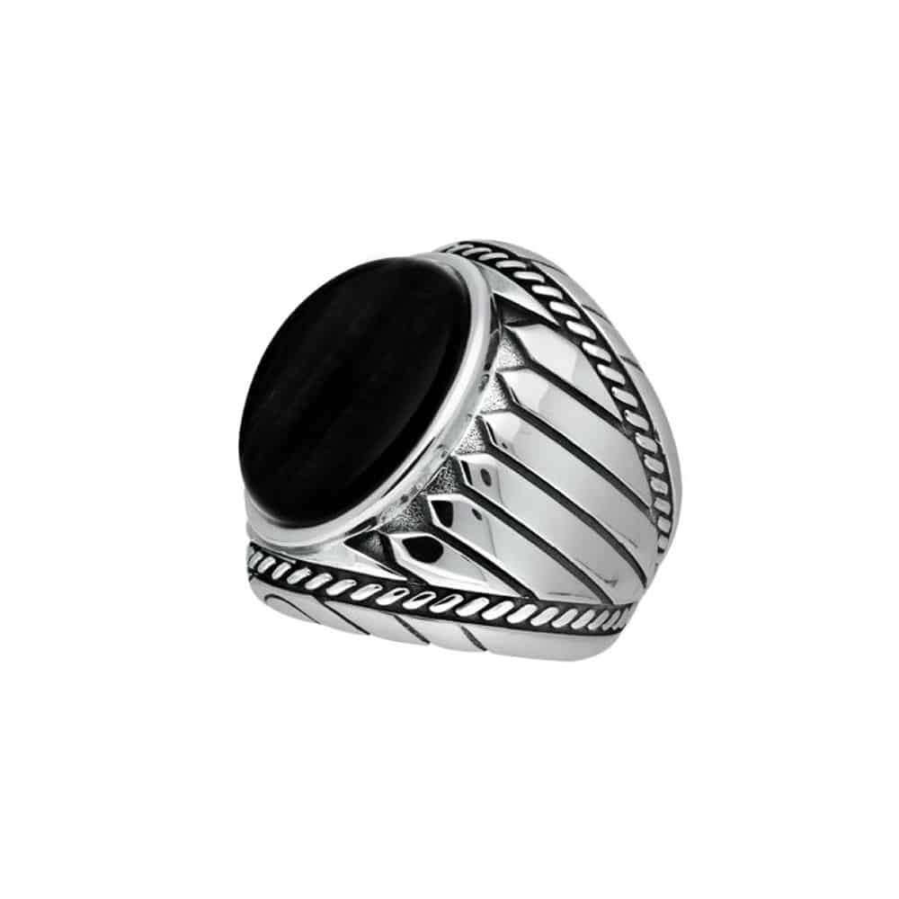 Bague homme argent onyx indiana – Image 3