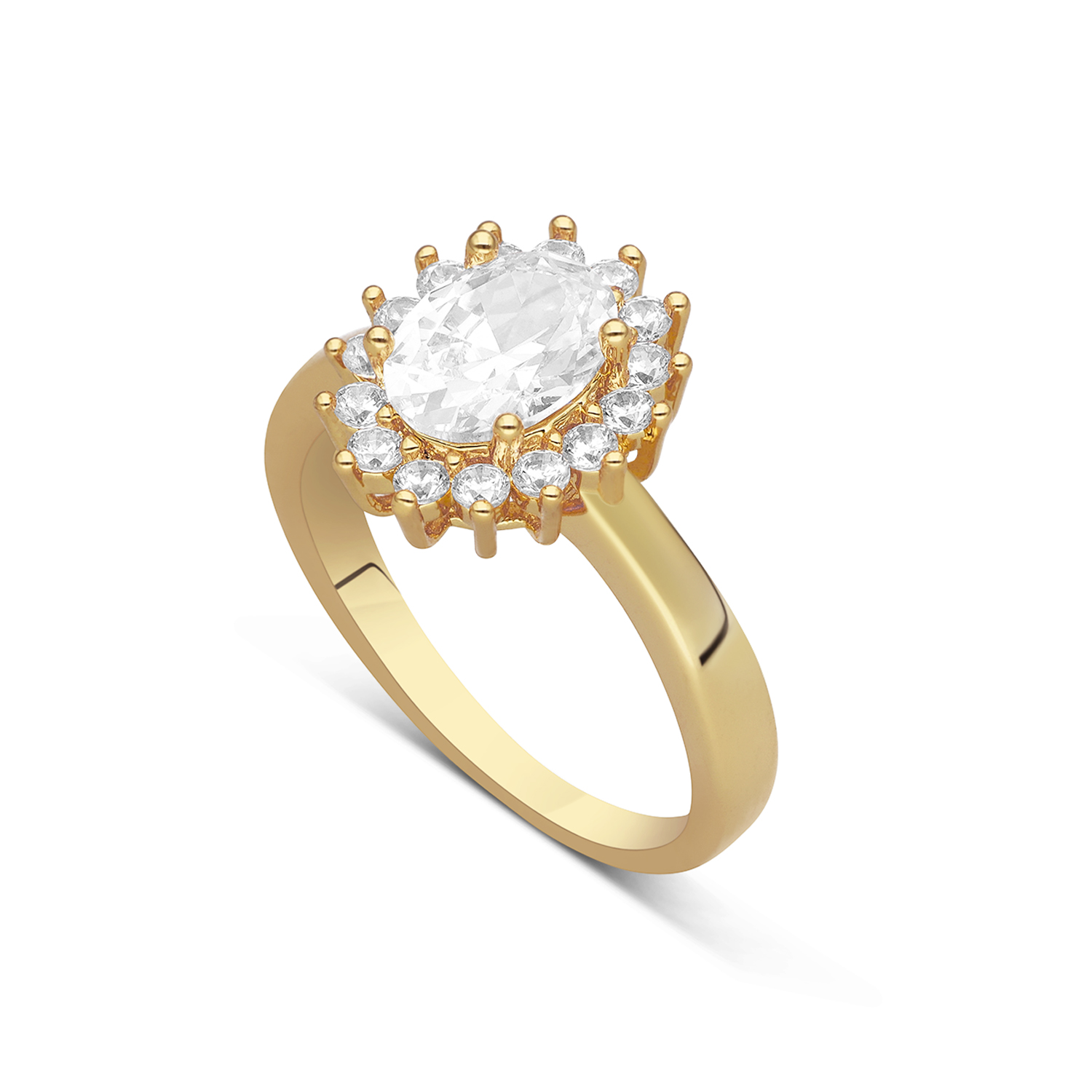 Bague solitaire oval dorée – Image 2