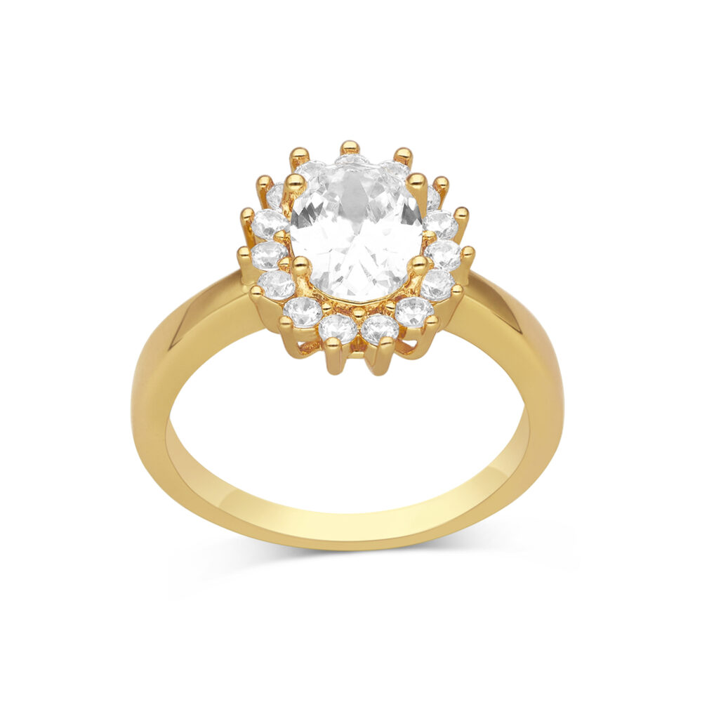 Bague solitaire oval dorée