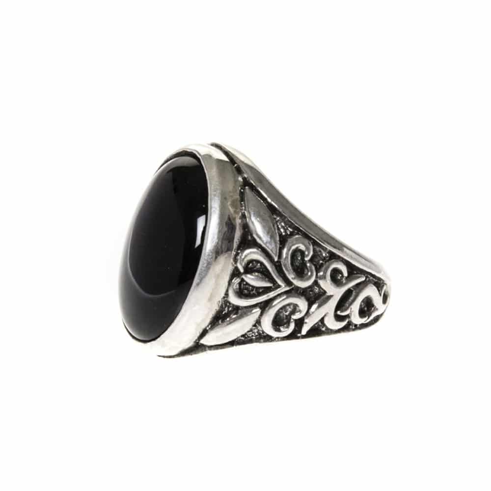 Alternative view of Bague homme argent symbole pierre onyx