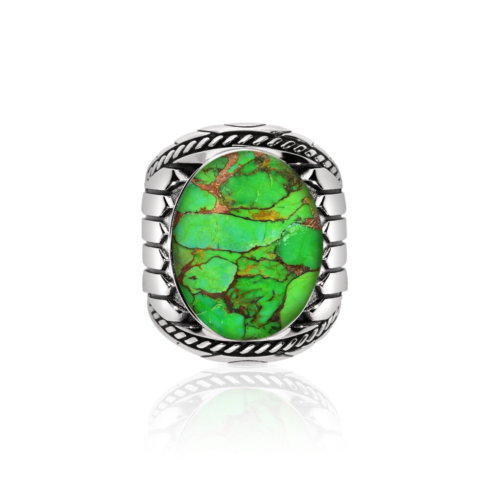 Bague turquoise verte indiana argent