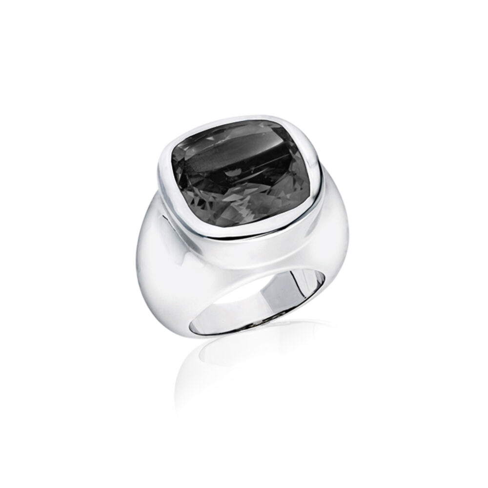 Bague Venus argent rhodié pierre onyx noir