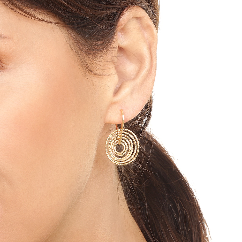 Alternative view of Boucles d'oreilles argent doré rhodié spirales tourmente