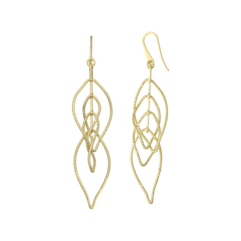 Boucles d'oreilles argent doré diamanté forme feuille