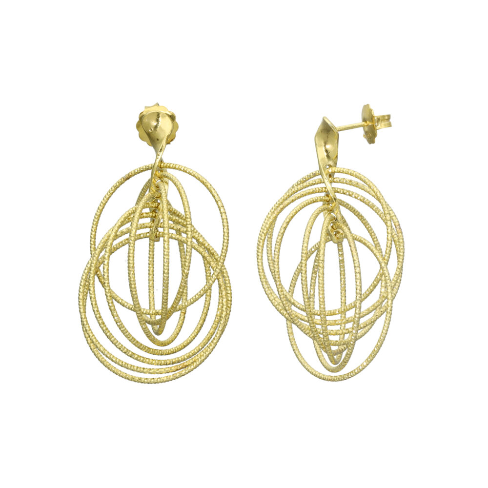 Boucles d'oreilles argent doré diamanté forme ronde