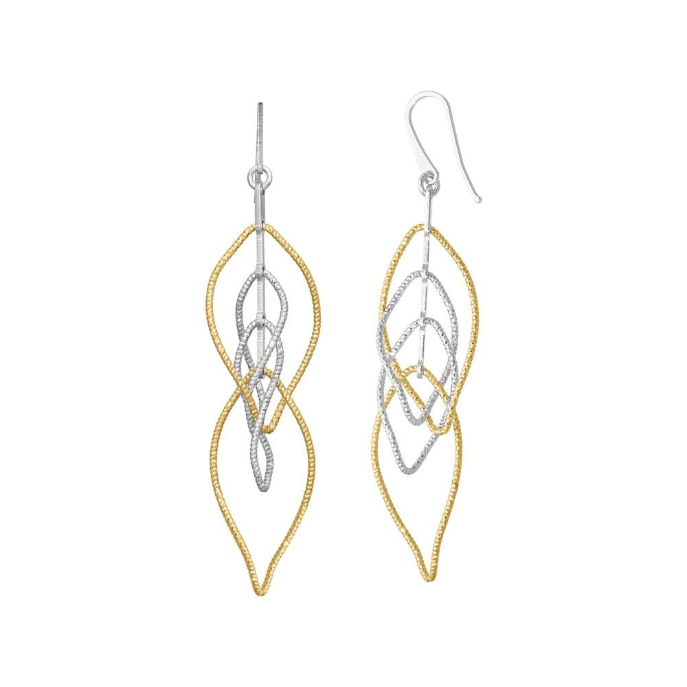 Boucles d'oreilles argent doré rhodié diamanté forme feuille