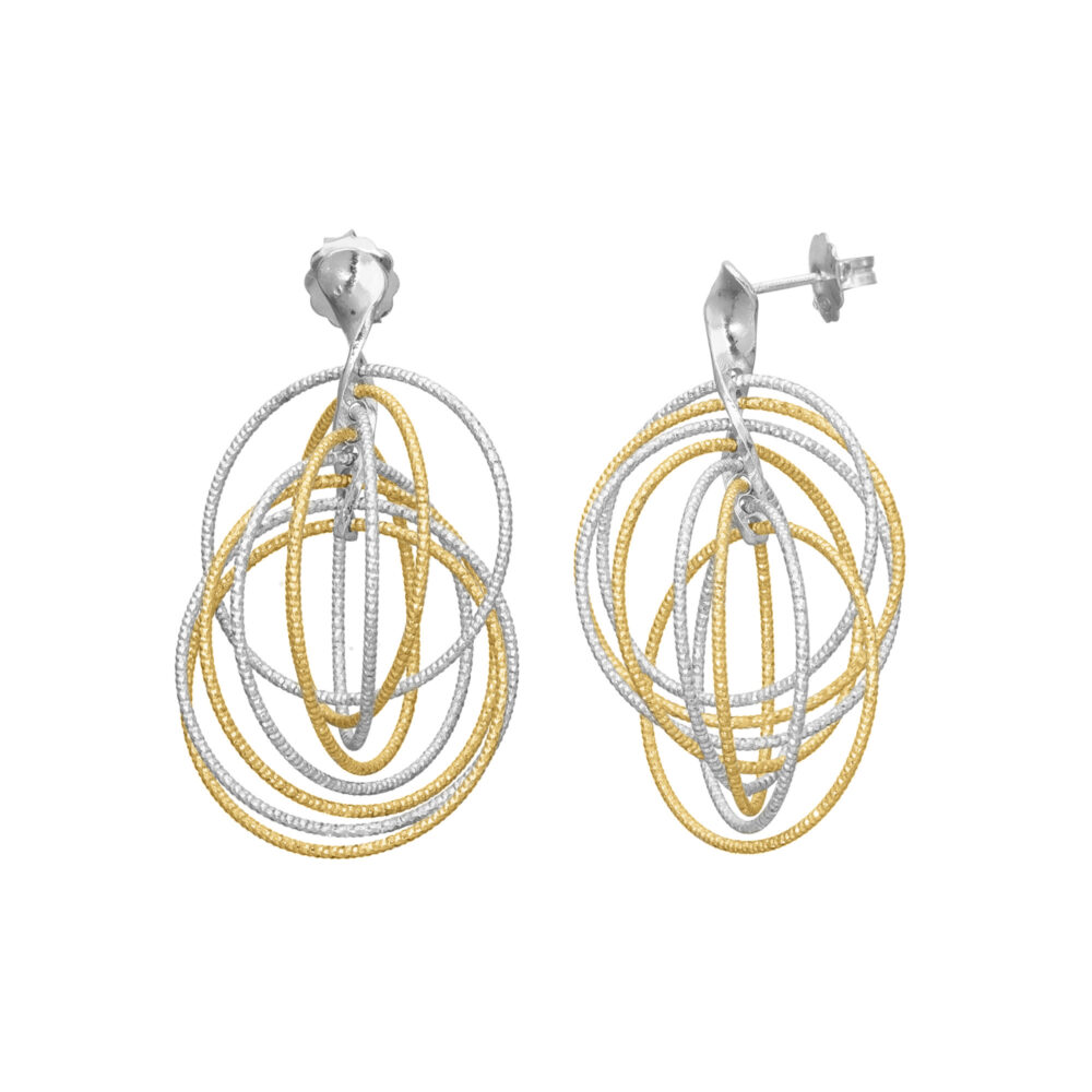 Boucles d'oreilles argent doré rhodié diamanté forme ronde