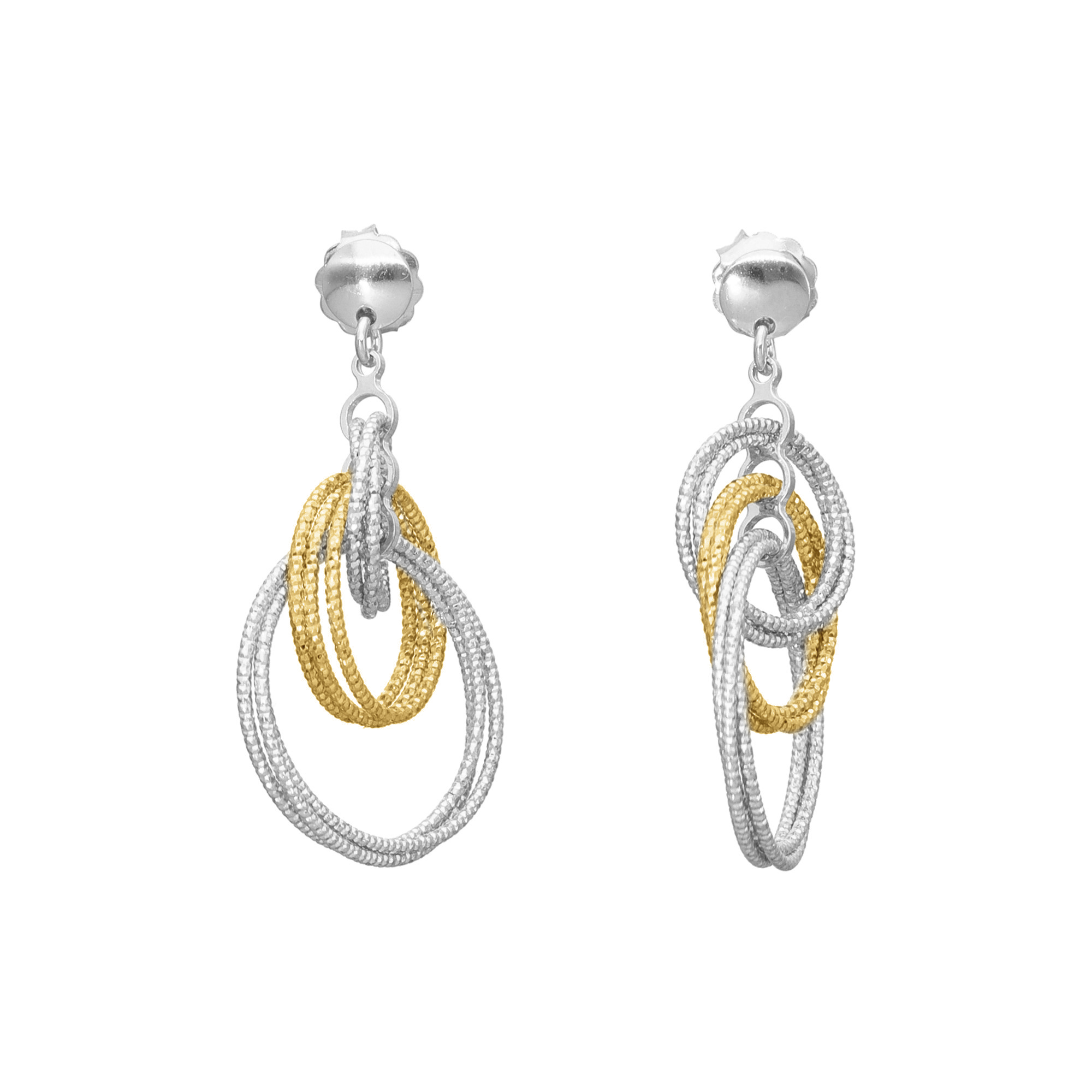 Boucles d'oreilles argent doré rhodié diamanté multi cercles