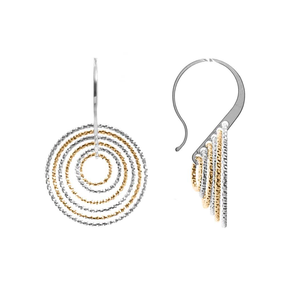 Boucles d'oreilles argent doré rhodié spirales tourmente