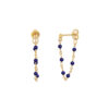 Boucles d'oreilles argent dorée chaine et pierres naturelles lapis