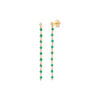 Boucles d'oreilles argent dorée chaine longue et pierres onyx vert