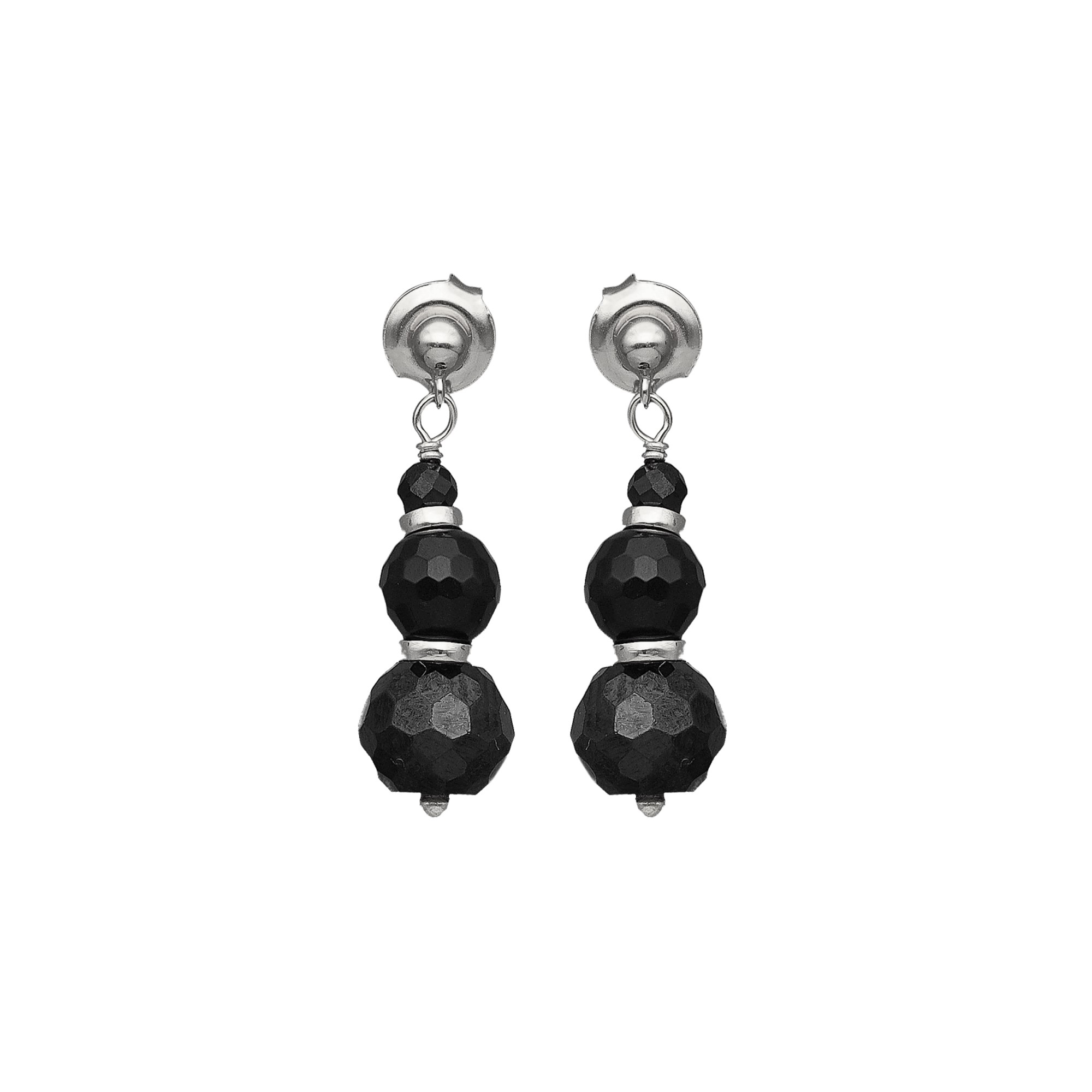 Boucles d oreilles argent rhodié cascade de perle naturelle spinelle noire