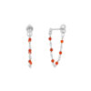 Boucles d'oreilles argent rhodié chaine et pierres naturelles rouge