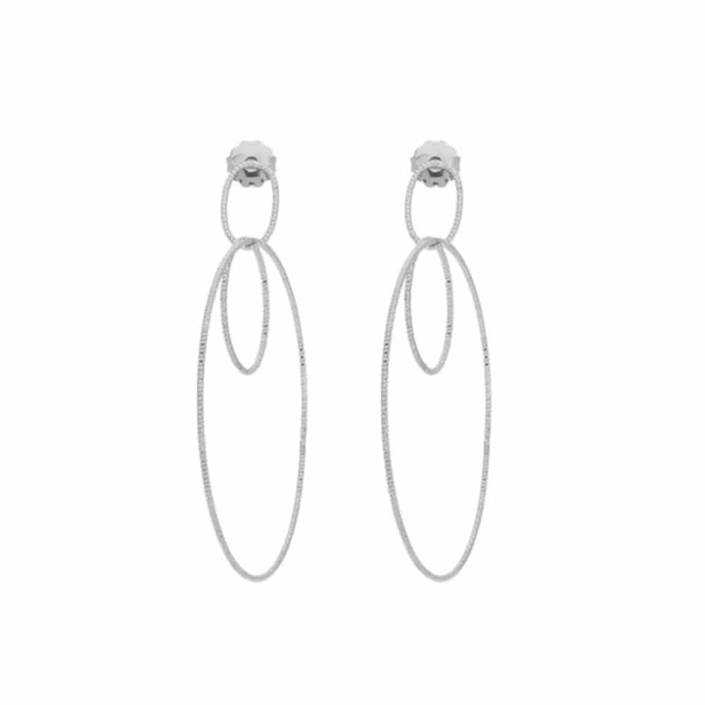 Boucles d'oreilles argent rhodié créoles multiples entrelacées
