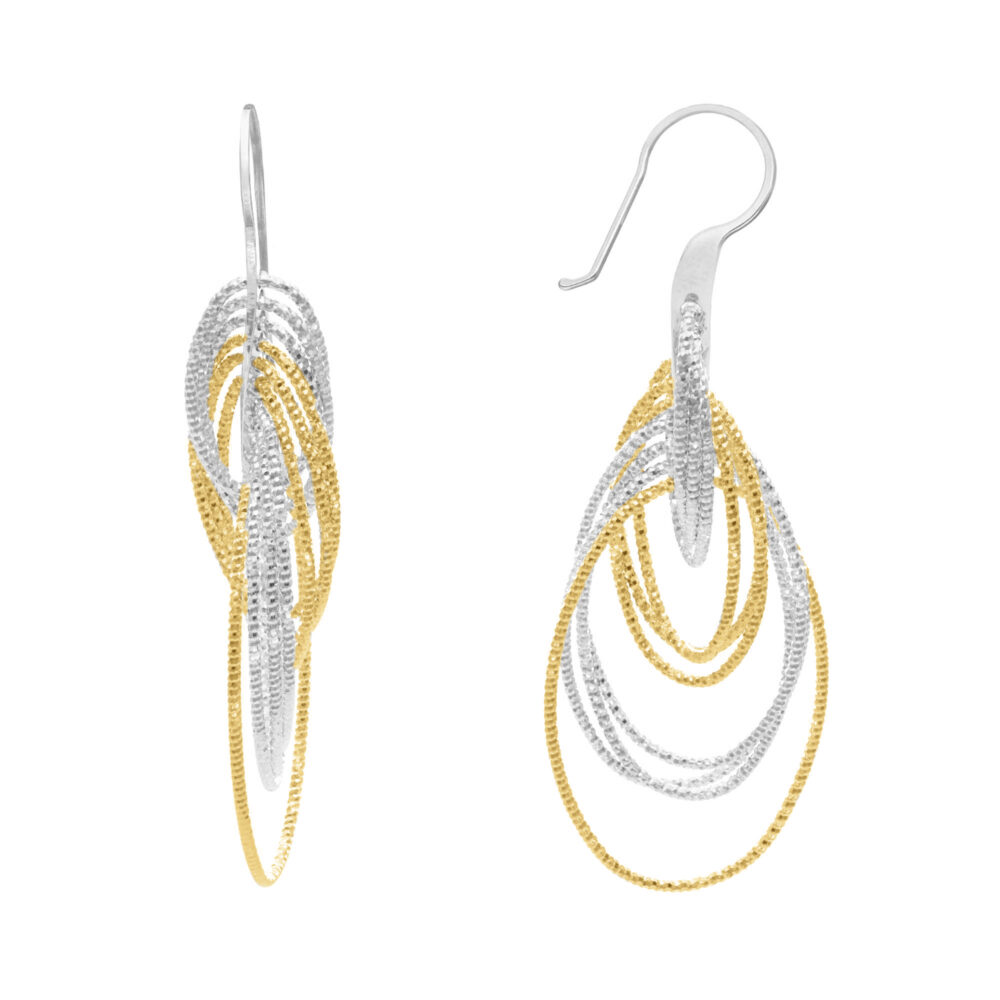 Boucles d'oreilles argent rhodié doré diamanté saturne