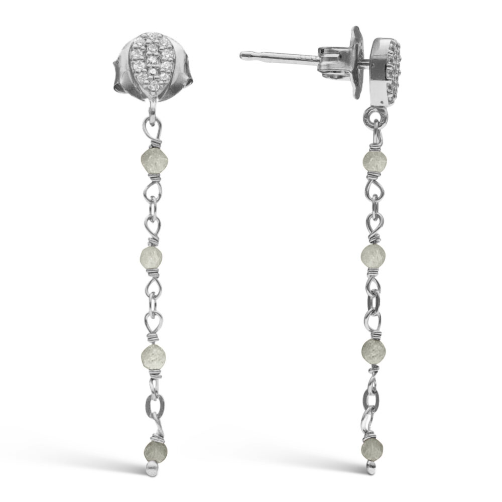 Boucles d'oreilles argent rhodié pendantes gouttes pierres labradorite