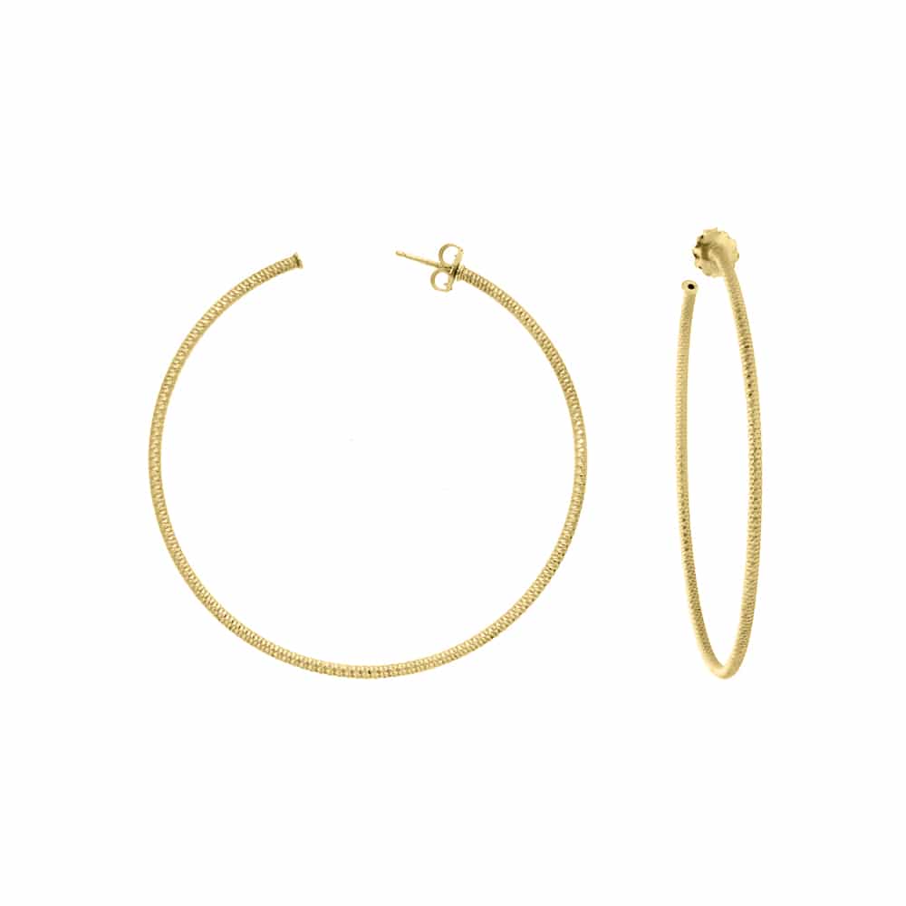 Boucles d'oreilles créoles argent doré moyen modèle diamanté Alba diamètre 35mm