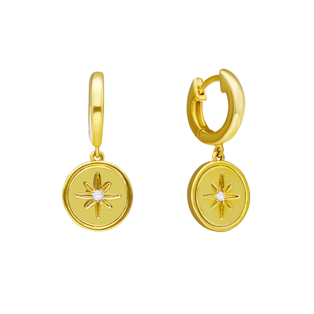 Boucles d'oreilles dorées rose des vents