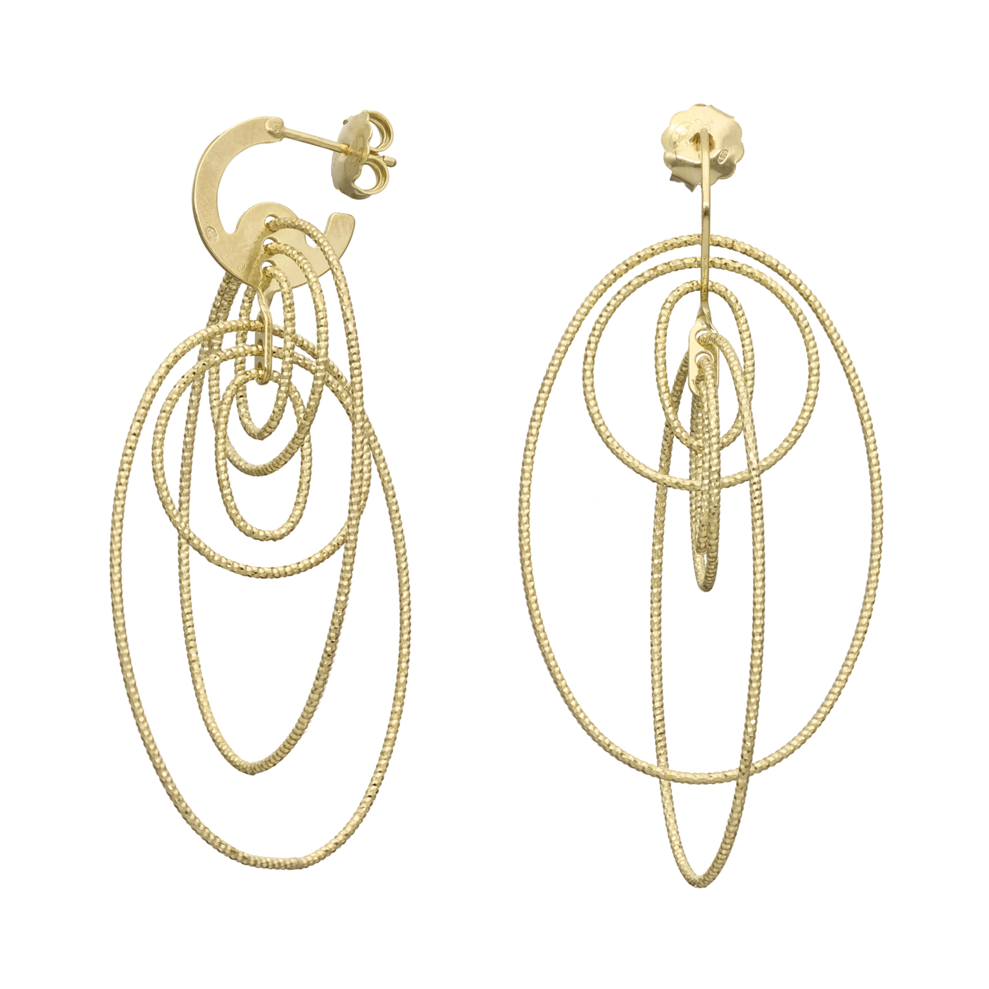 Boucles d'oreilles en argent doré multi cercle