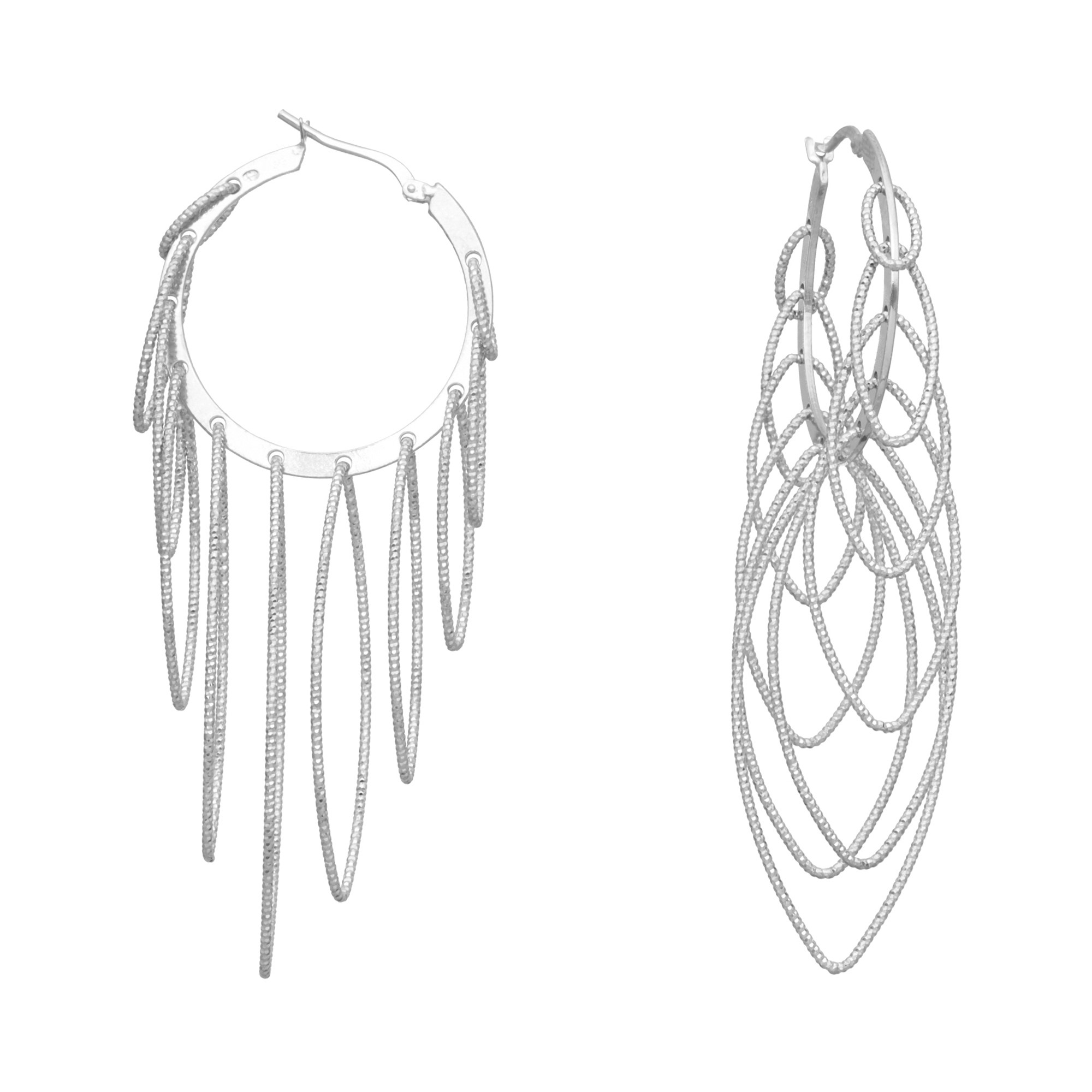 Boucles d'oreilles en argent rhodié multi ovale