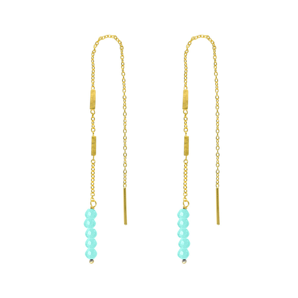 Boucles d'oreilles fil argent doré pierres naturelles amazonite