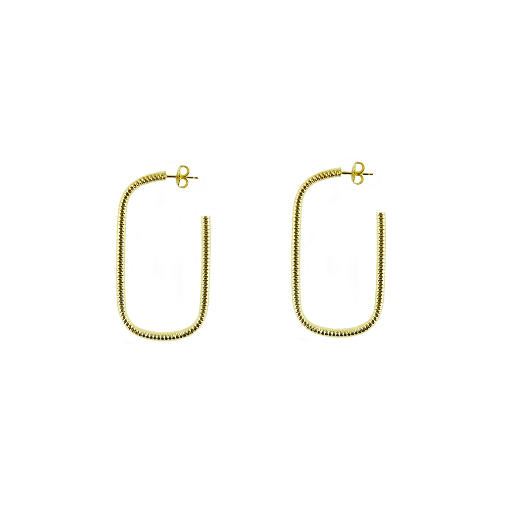 Boucles d'oreilles tube en argent forme ovale modèle moyen doré