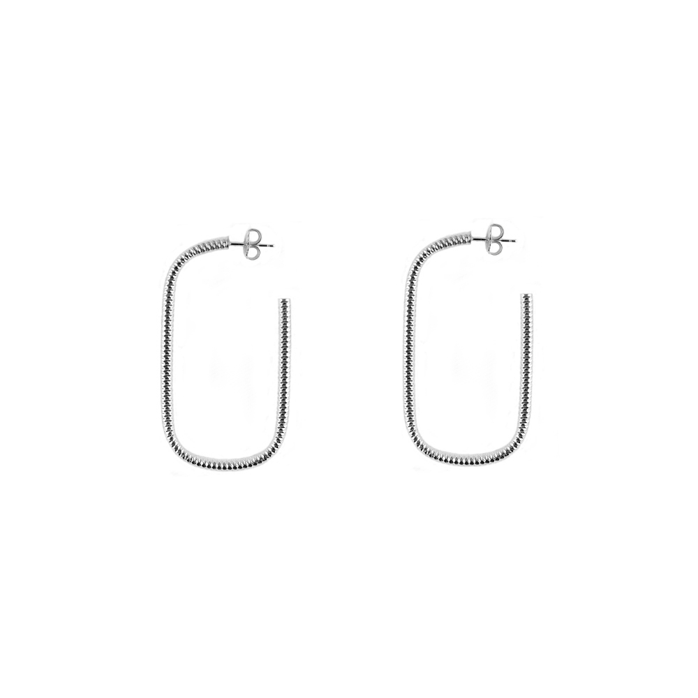 Boucles d'oreilles tube en argent forme ovale modèle moyen