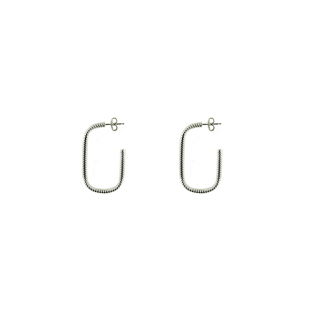 Boucles d'oreilles tube en argent forme ovale petit modèle