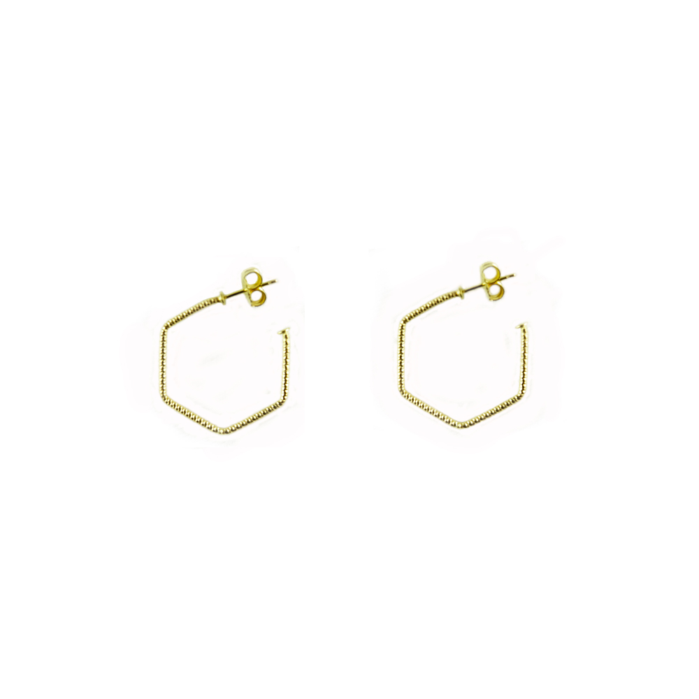 Boucles d'oreilles en argent forme losange petit modèle doré diamètre 30mm