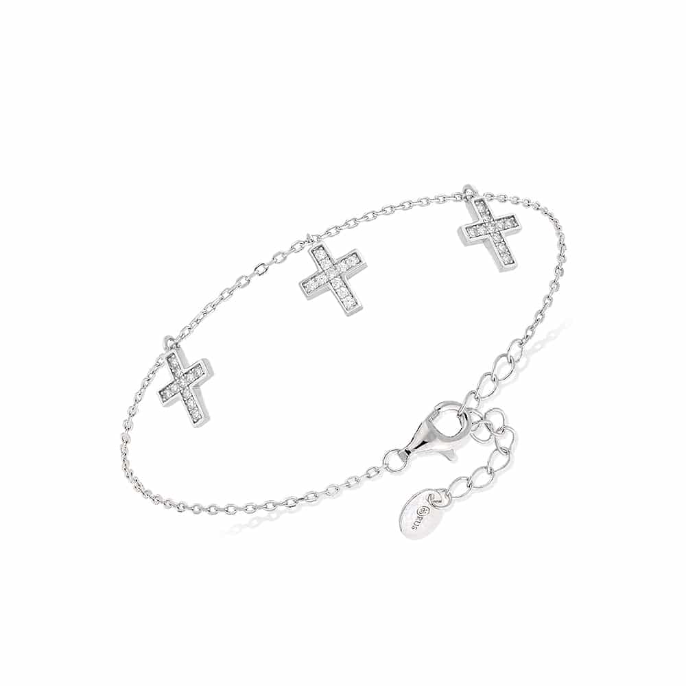 Bracelet argent rhodié charm's santa sertie de zirconium blanc