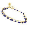 Bracelet argent doré doubles chaines barrettes pierres Lapis Lazuli