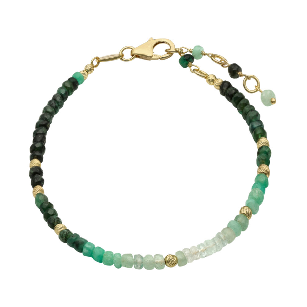 Bracelet argent doré et pierres précieuses émeraude véritable