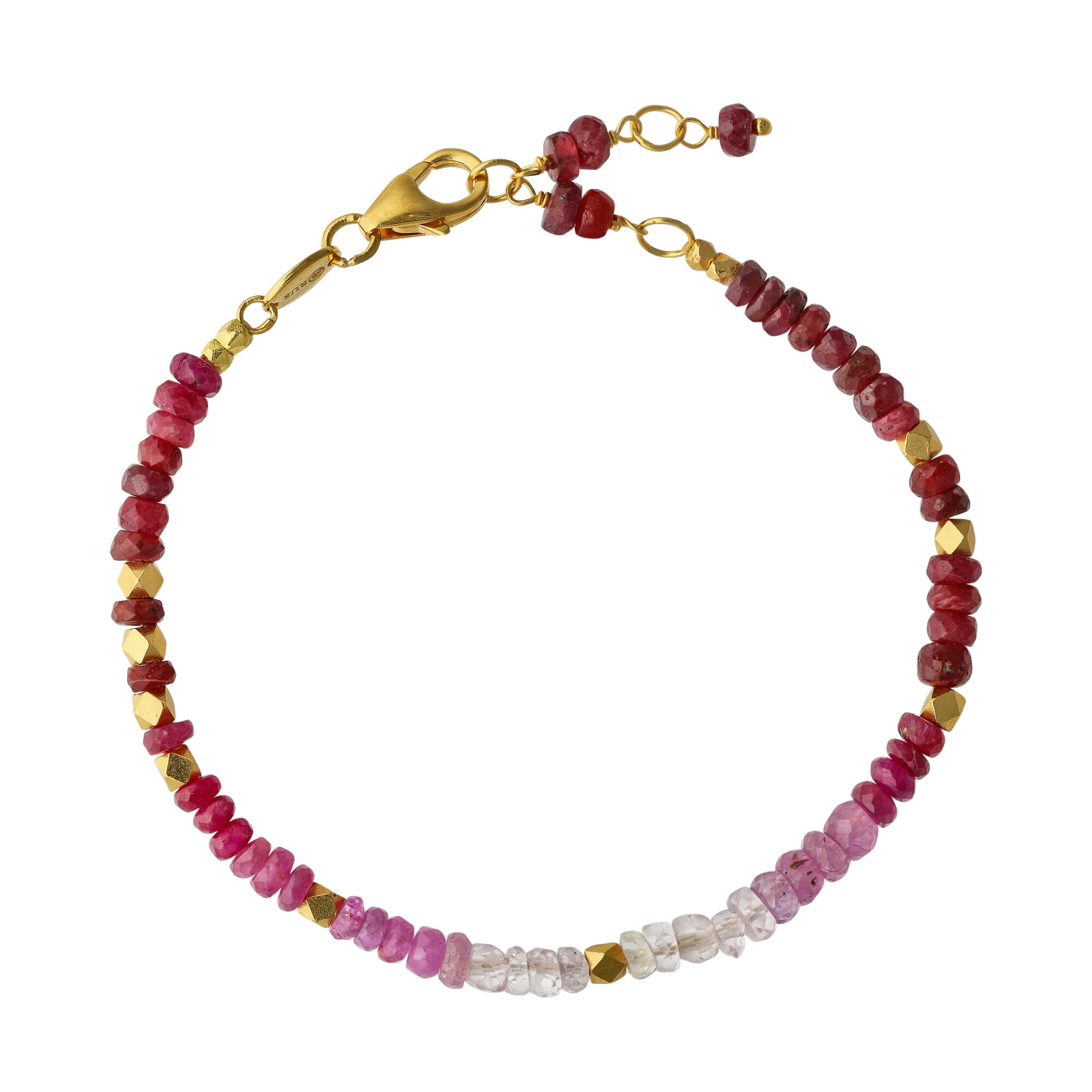 Bracelet argent doré et pierres précieuses rubis véritable