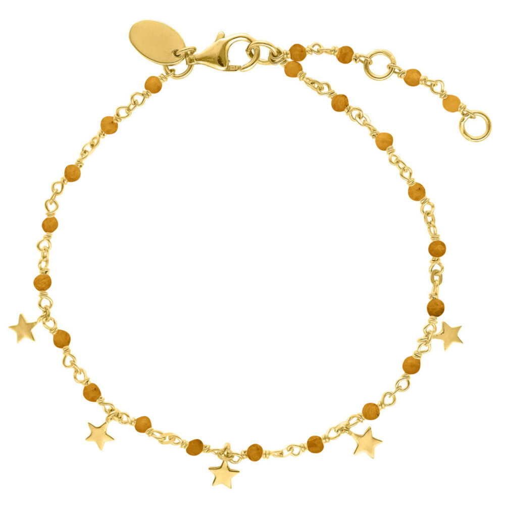 Bracelet argent doré étoiles pierres naturelles œil de tigre