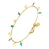 Bracelet argent doré pampilles de forme geometrique et pierre turquoise