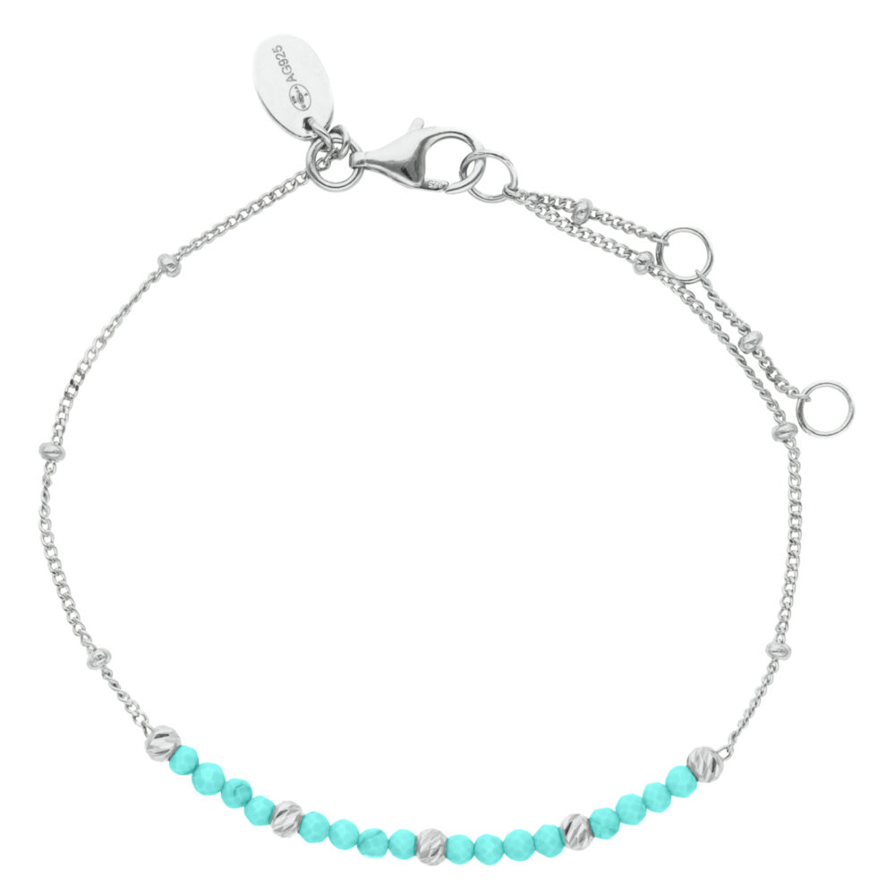 Bracelet argent rhodié pampilles dorées et pierres naturelles amazonite