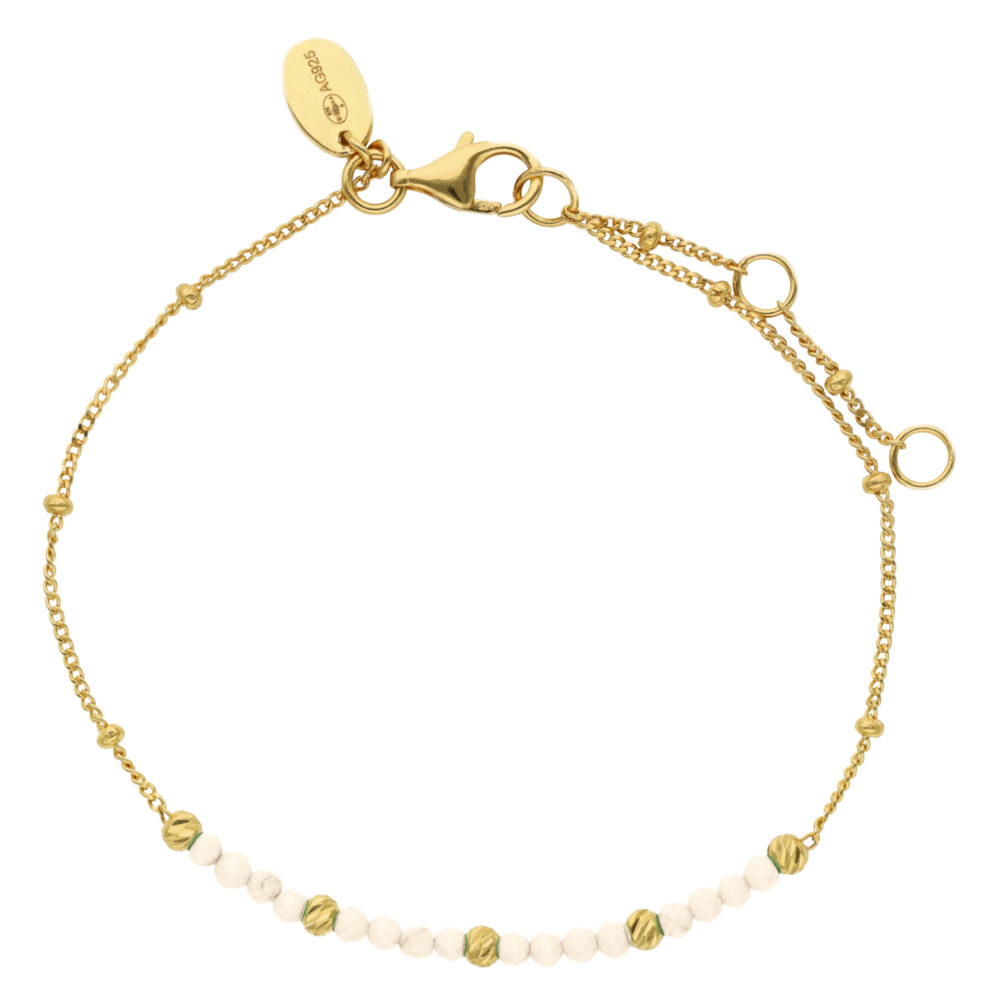 Bracelet argent doré pampilles dorées et pierres naturelles opale rose