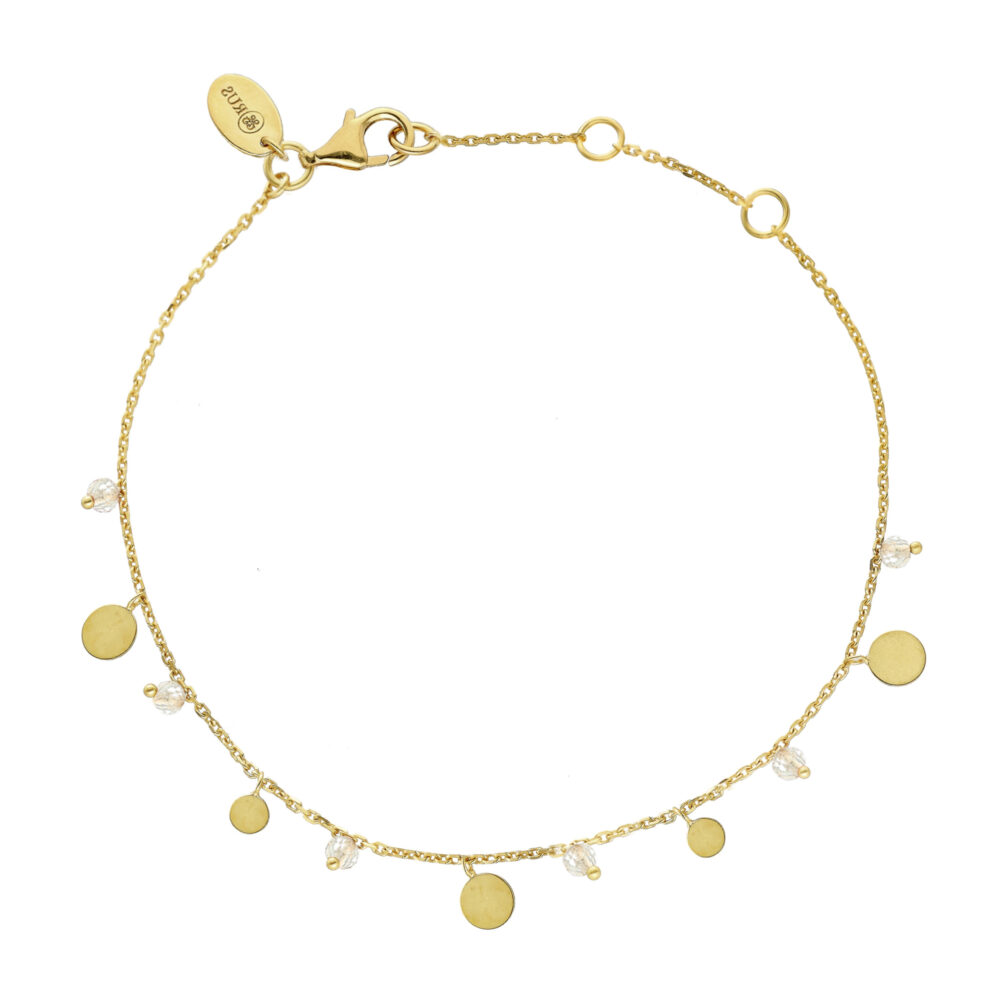 Bracelet argent doré pampilles et pierre de lune naturelles blanche