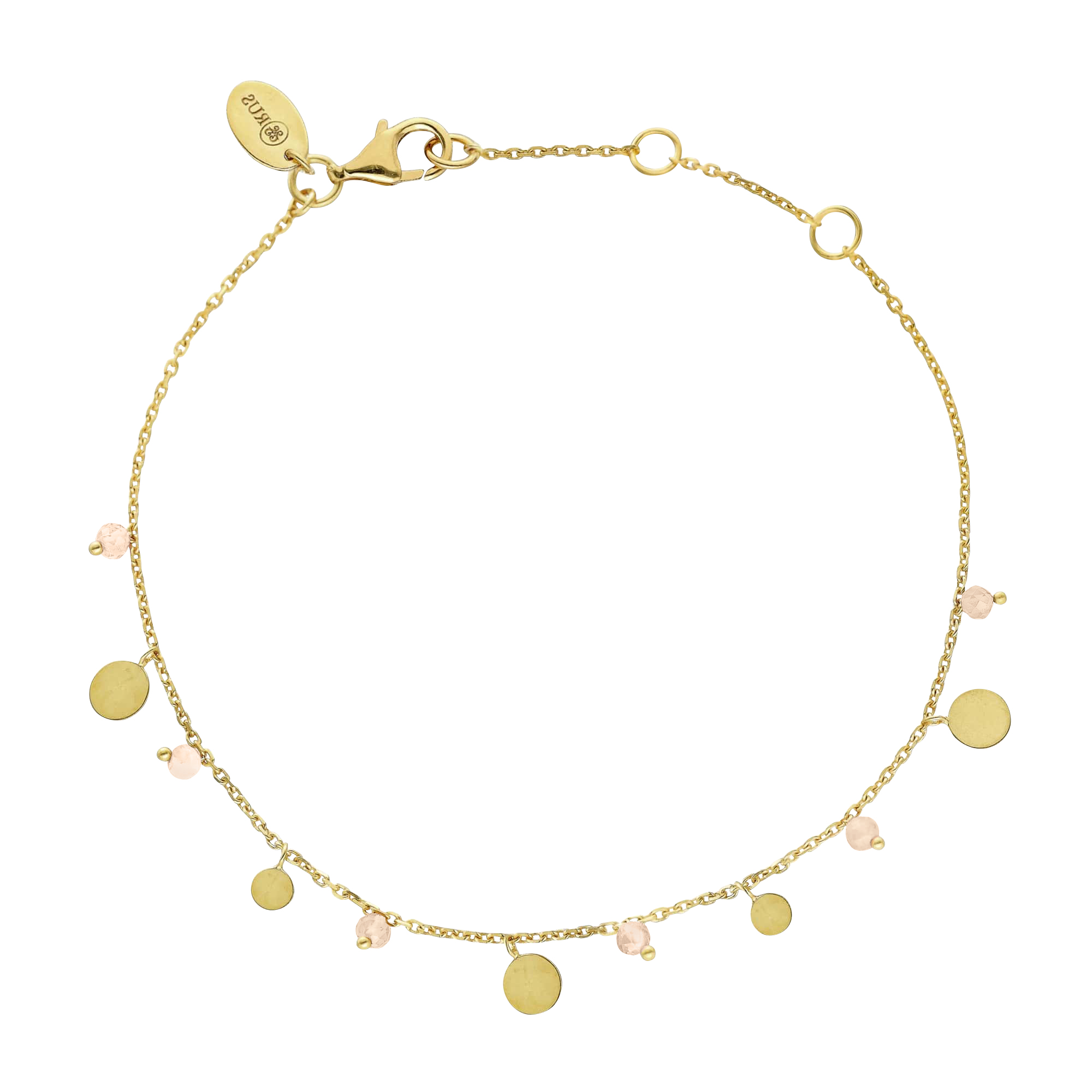 Bracelet argent doré pampilles et pierres opale rose