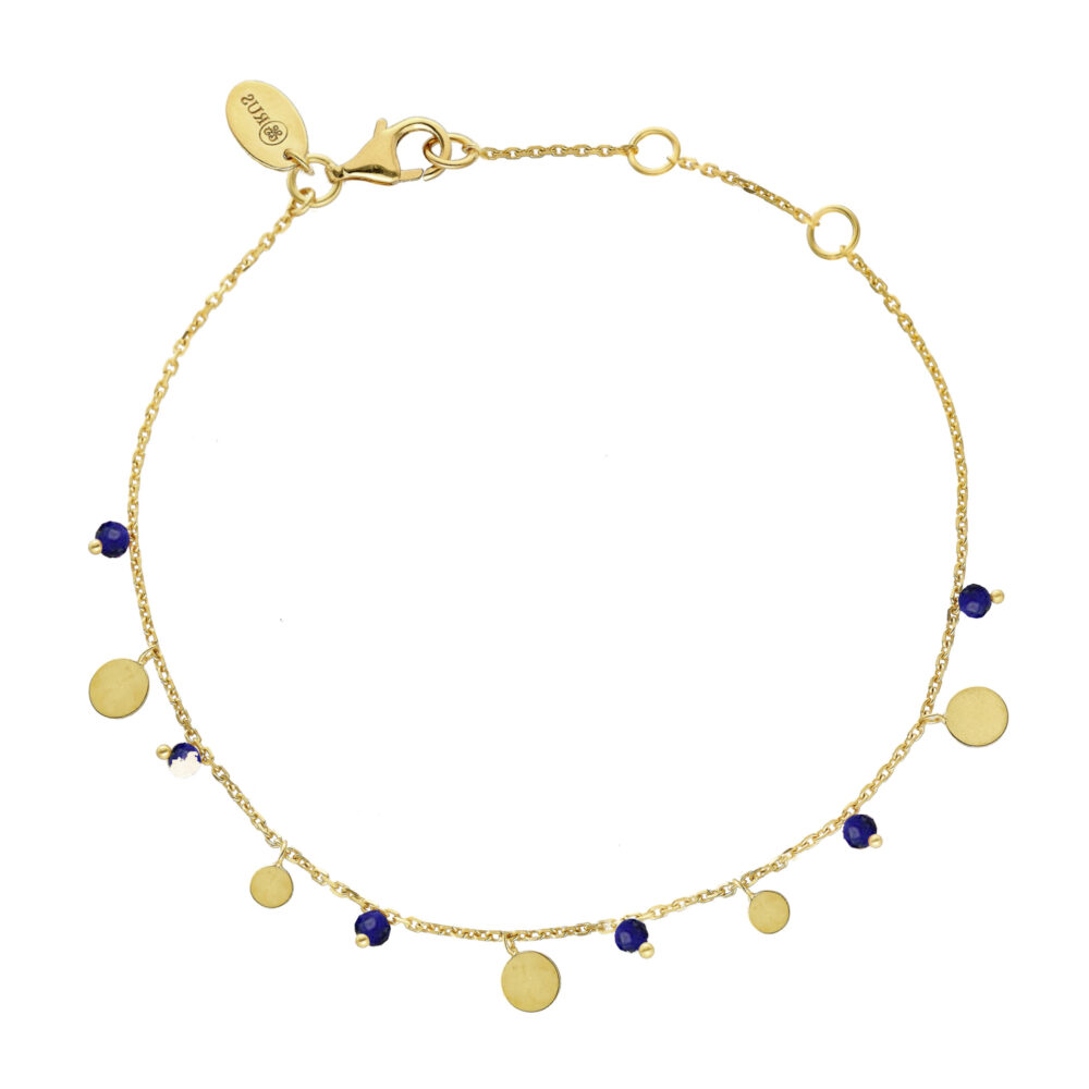 Bracelet argent doré pampilles et pierres lapis