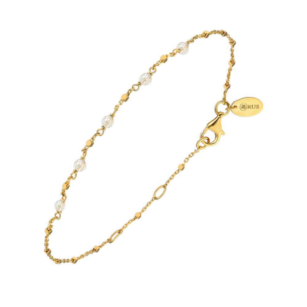 Bracelet argent doré perles de lune naturelles blanches