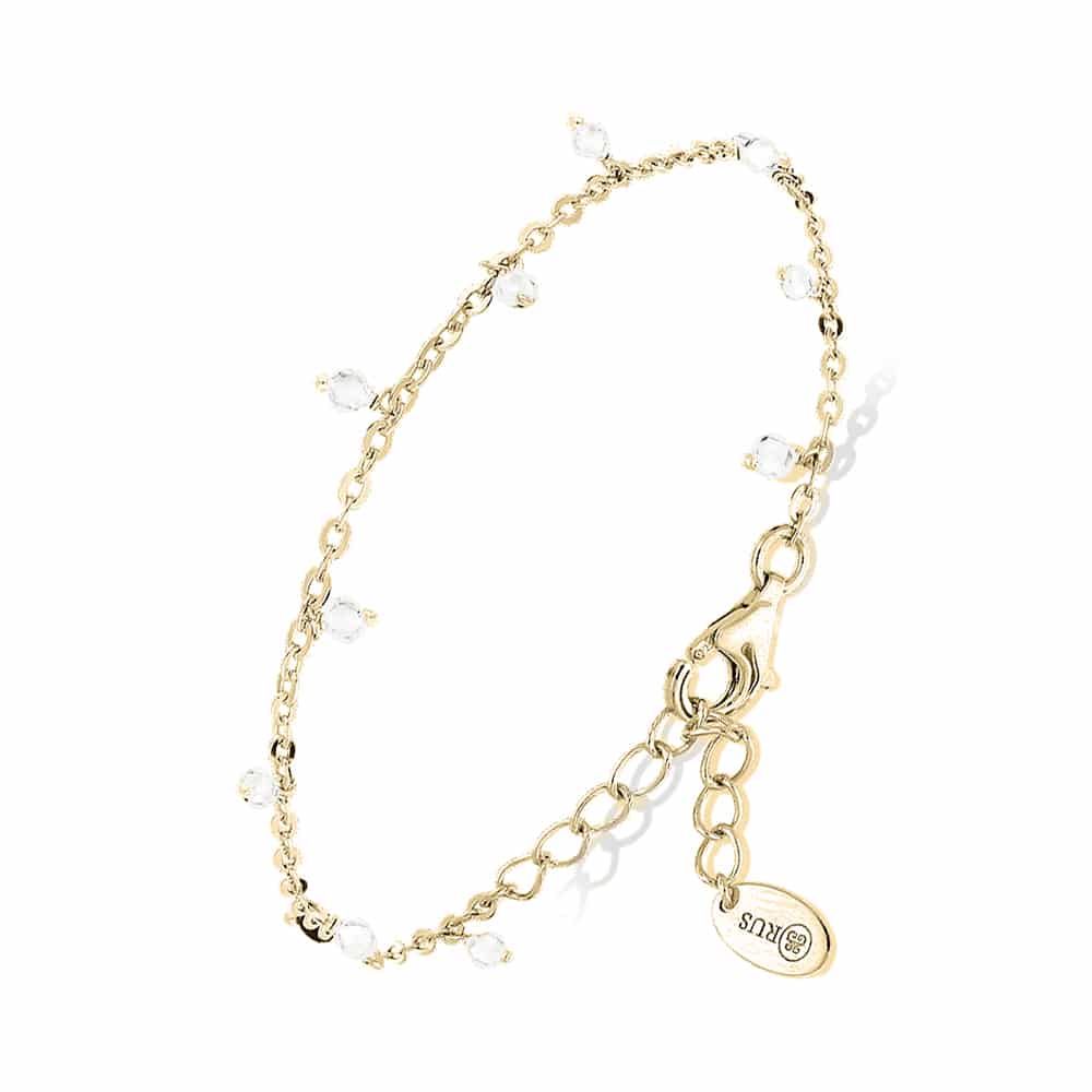 Bracelet argent doré petites goutte perles pierre de lune blanche