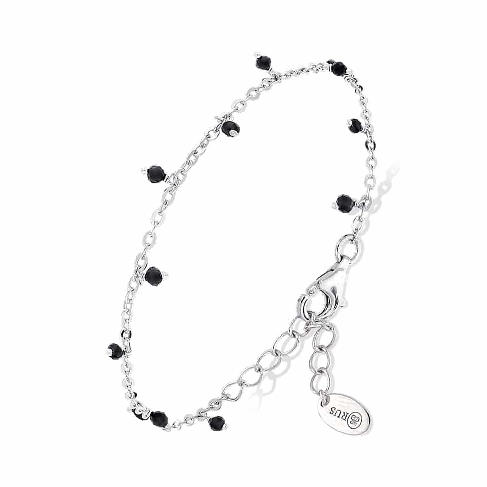 Bracelet argent petites goutte perles spinelle noire