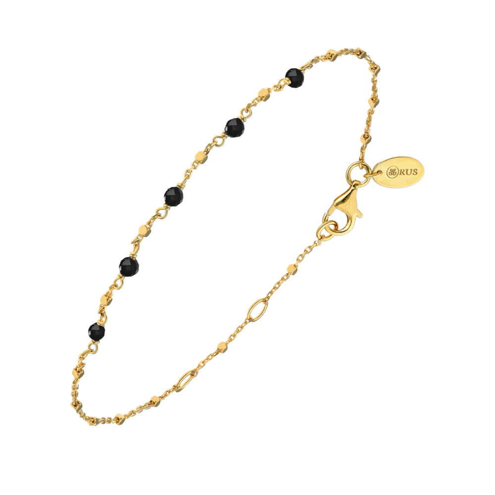 Bracelet argent doré pierres naturelles Spinelle noires